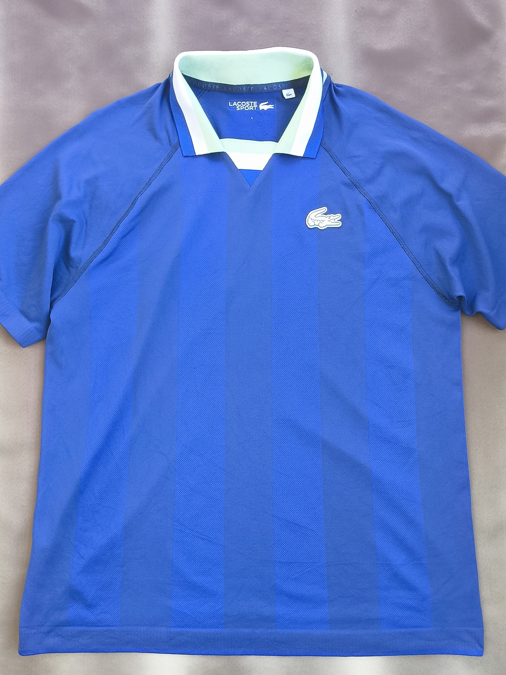 Lacoste Sports Performance Men's Blue Stripe Short Sleeve Polo Shirt Size Large